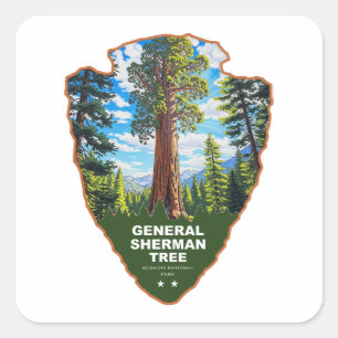 General Sherman Tree Sequoia NP Arrowhead Fyrkantigt Klistermärke