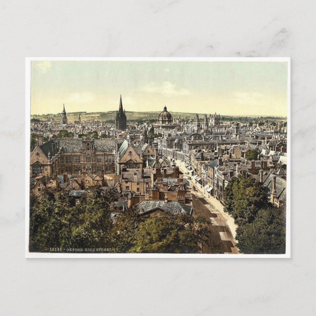 General view and High Street, Oxford, England clas Vykort (Framsida)
