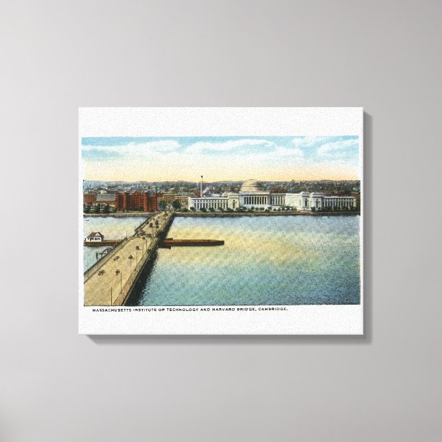 General View of MIT and Harvard Bridge Canvastryck (Framsida)