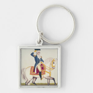 General Washington på en vituppladdare, c.1835 Fyrkantig Silverfärgad Nyckelring