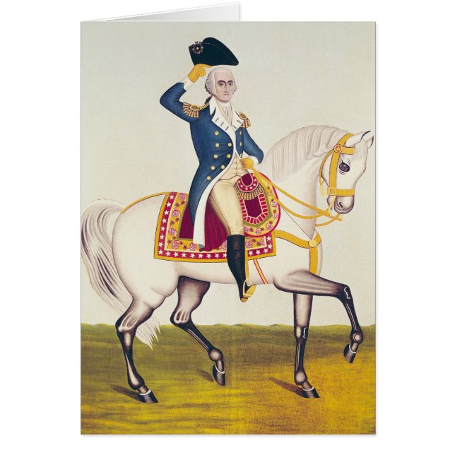 General Washington på en vituppladdare, c.1835 Hälsningskort (Framsidan)