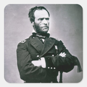 General William T. Sherman (1820-91) (b/w bild) Fyrkantigt Klistermärke