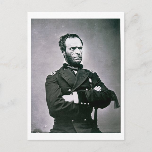 General William T. Sherman (1820-91) (b/w bild) Vykort (Framsida)