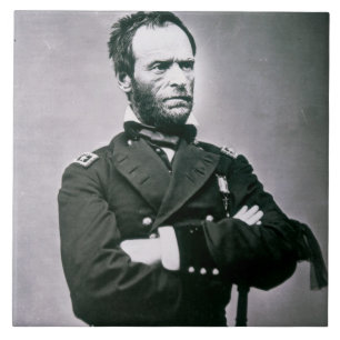 General William T. Sherman (1820-91) (b-/wfotoet) Kakelplatta