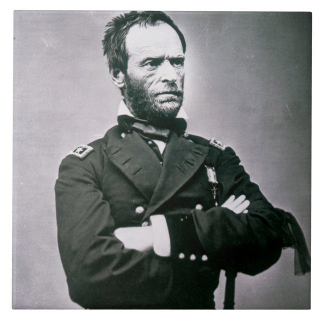 General William T. Sherman (1820-91) (b-/wfotoet) Kakelplatta (Framsidan)