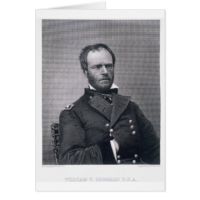 General William Tecumseh Sherman, graverad efter e Hälsningskort (Framsidan)