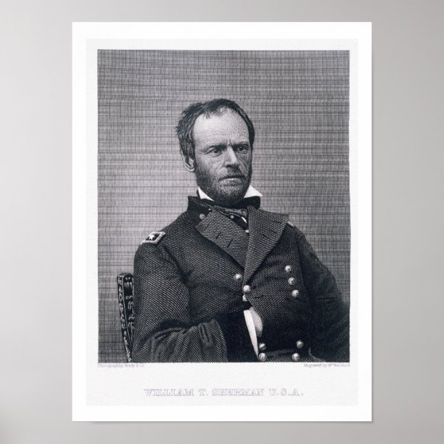 General William Tecumseh Sherman, graverad efter e Poster (Framsidan)