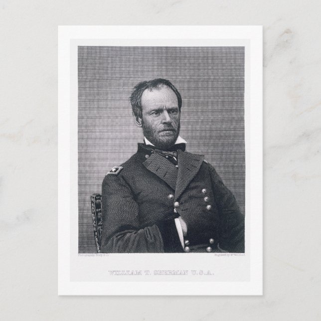 General William Tecumseh Sherman, graverad efter e Vykort (Framsida)