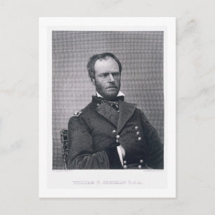General William Tecumseh Sherman, graverad efter e Vykort