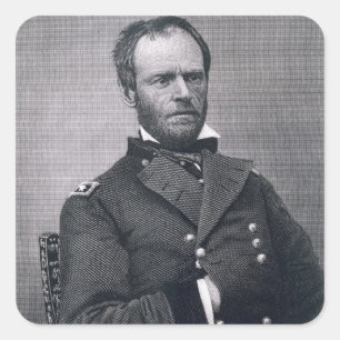 General William Tecumseh Sherman som inristas Fyrkantigt Klistermärke