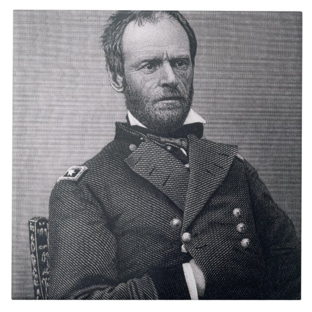 General William Tecumseh Sherman som inristas Kakelplatta (Framsidan)