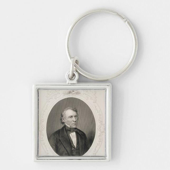 General Zachary Taylor Fyrkantig Silverfärgad Nyckelring (Framsidan)