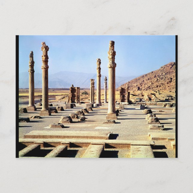 Generalen beskådar av den Apadana grundade c.518en Vykort (Framsida)