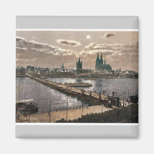 Generalen beskådar, vid månsken, Cologne, Rhinen Magnet