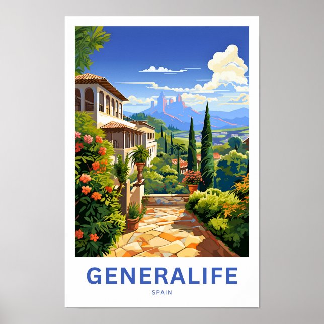 Generalife Spain Travel Print Poster (Framsidan)