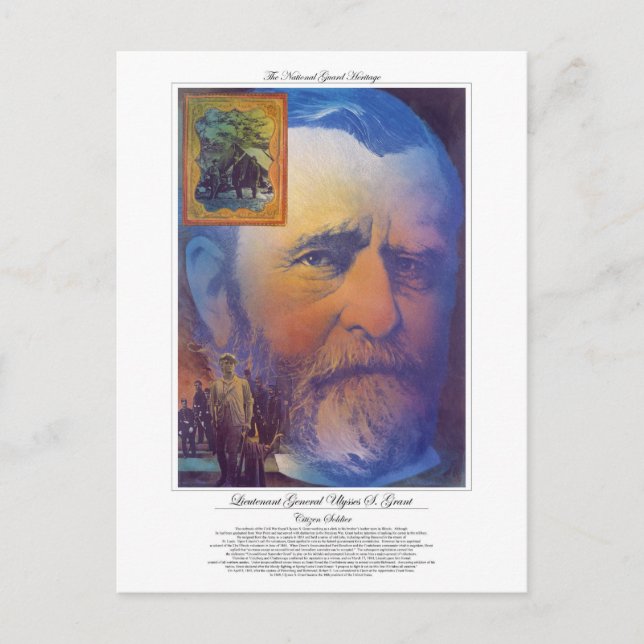 Generallöjtnant Ulysses Grant Citizen Soldier Vykort (Framsida)