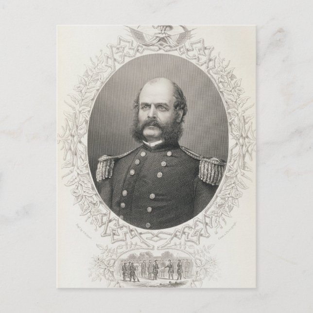 Generalmajor Ambrose Everett Burnside Vykort (Framsida)