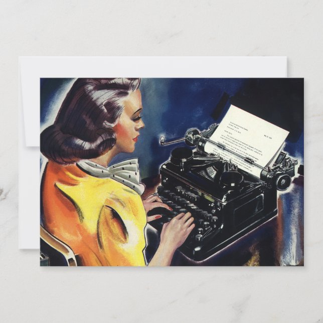 Generalsekreterare Typing Brev Office Party Inbjudningar (Framsida)