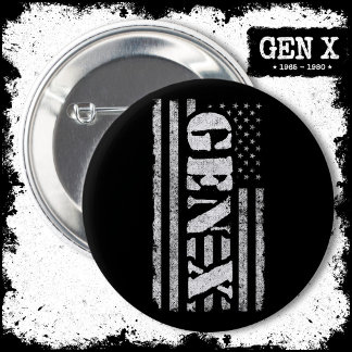 Generation X American Flagga Proud Gen Xer Gen X Knapp