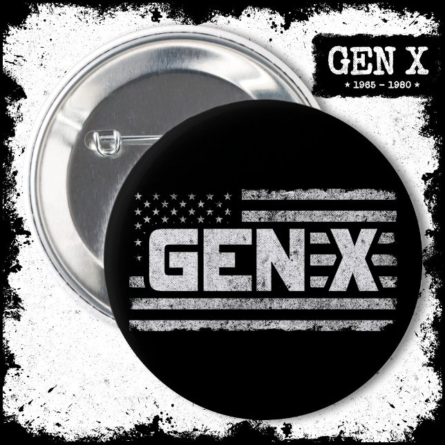 Generation X American Flagga Proud Gen Xer Gen X Knapp (Skapare uppladdad)