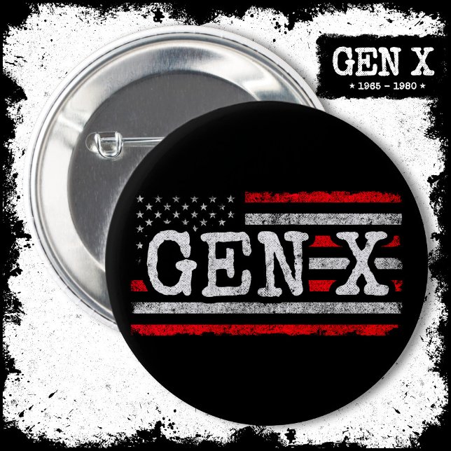 Generation X American Flagga Proud Gen Xer Gen X Knapp (Skapare uppladdad)