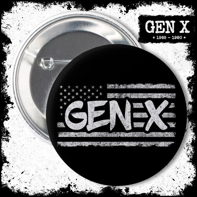 Generation X American Flagga Proud Gen Xer Gen X Knapp (Skapare uppladdad)