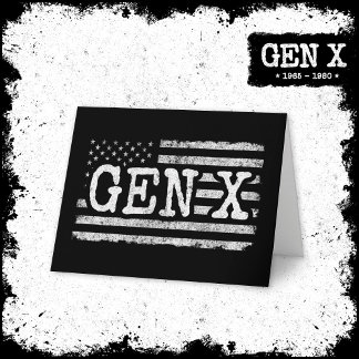 Generation X American Flagga Proud Gen Xer Gen X Kort