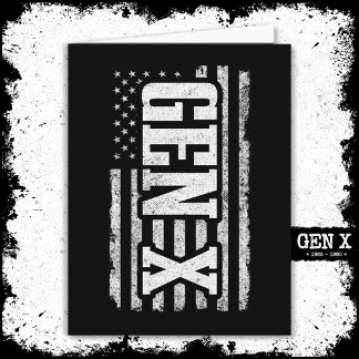 Generation X American Flagga Proud Gen Xer Gen X Kort