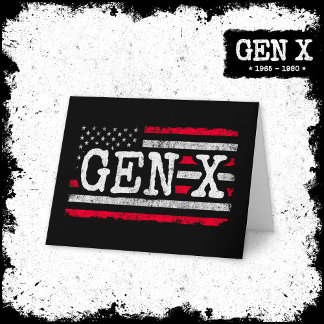 Generation X American Flagga Proud Gen Xer Gen X Kort