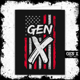 Generation X American Flagga Proud Gen Xer Gen X Kort