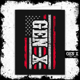 Generation X American Flagga Proud Gen Xer Gen X Kort