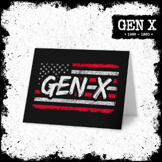 Generation X American Flagga Proud Gen Xer Gen X Kort
