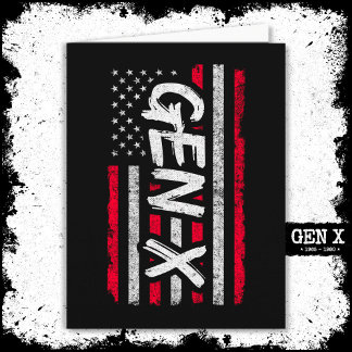 Generation X American Flagga Proud Gen Xer Gen X Kort