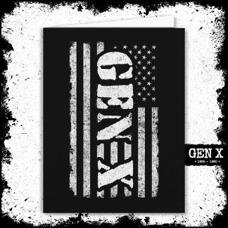 Generation X American Flagga Proud Gen Xer Gen X Kort