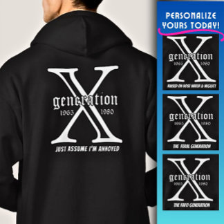 Generation X Anpassa År och baksida Citat Hoodie