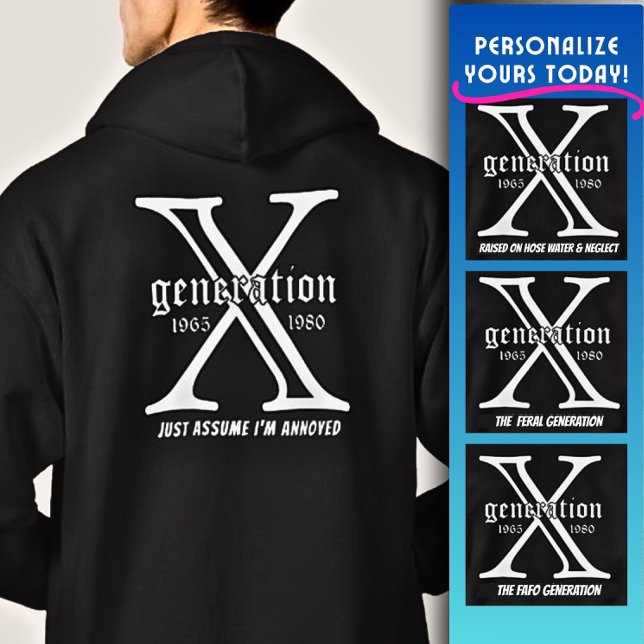 Generation X Anpassa År och baksida Citat  Hoodie (Skapare uppladdad)