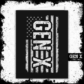 Generation X Gen Xer American Flagga Proud Gen X Kort