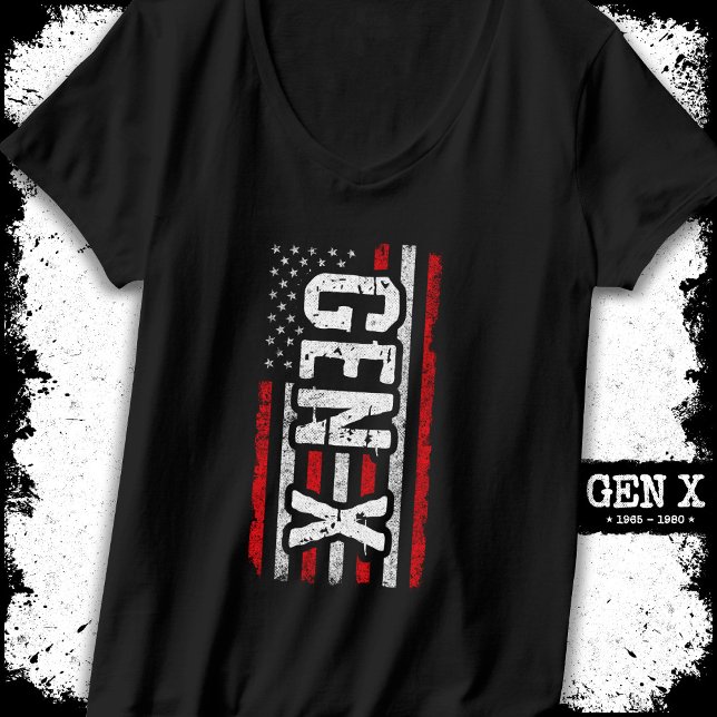 Generation X Gen Xer American Flagga Proud Gen X T Shirt (Skapare uppladdad)