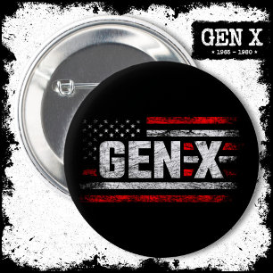 Generation X Gen Xer Gen X American Flagga Gen X Knapp