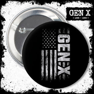 Generation X Gen Xer Gen X American Flagga Gen X Knapp