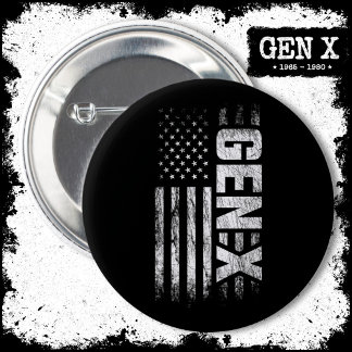 Generation X Gen Xer Gen X American Flagga Gen X Knapp