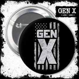 Generation X Gen Xer Proud American Flagga Gen X Knapp