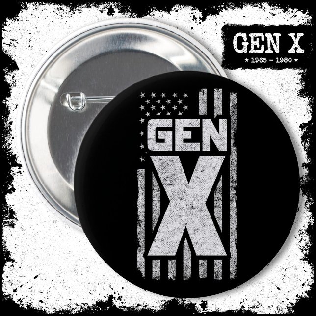Generation X Gen Xer Proud American Flagga Gen X Knapp (Skapare uppladdad)