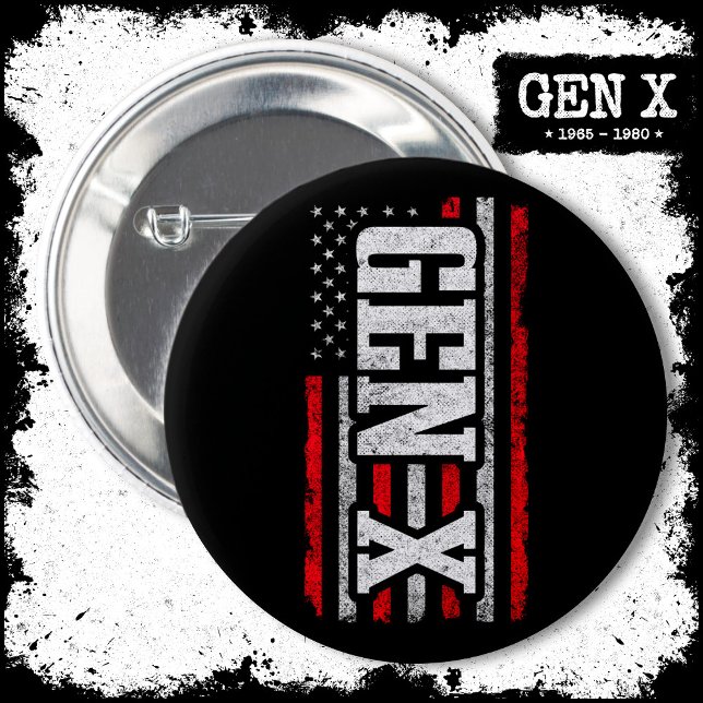 Generation X Gen Xer Proud American Flagga Gen X Knapp (Skapare uppladdad)