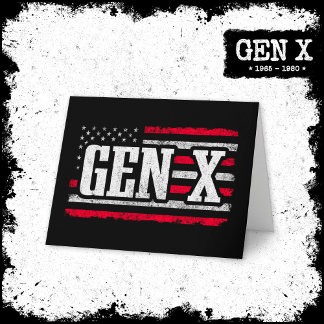 Generation X Gen Xer Proud American Flagga Gen X Kort