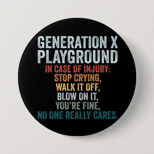 Generation X Lekplats I Fall Av Skada Present Knapp (Framsida)