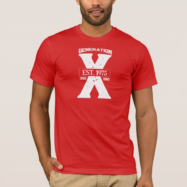 Generation X Personlig Red and White T-Shirt (Framsida)