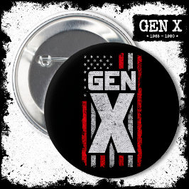 Generation X Proud Gen Xer American Flagga Gen X Knapp