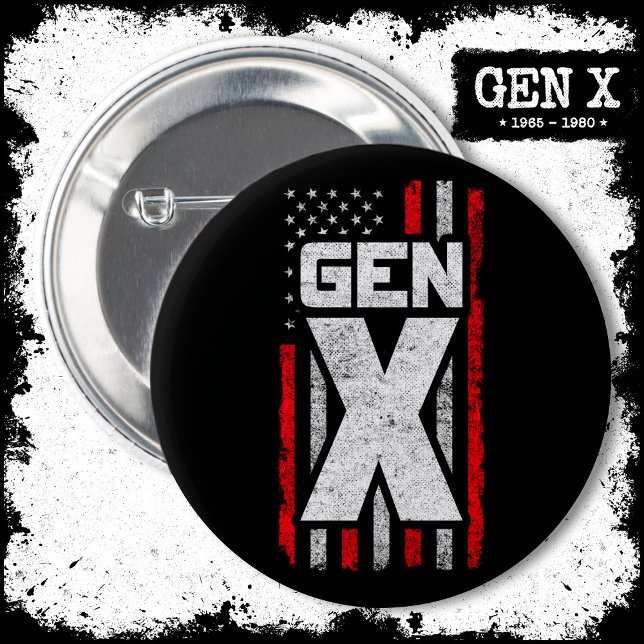 Generation X Proud Gen Xer American Flagga Gen X Knapp (Skapare uppladdad)