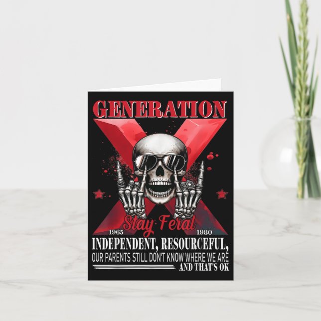 Generation X Stanna Feral Funny Skeleton Gen X Hum Kort (Framsida)
